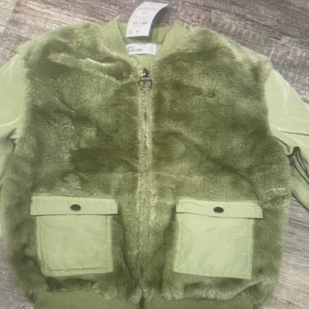 Kids Green Faux Fur Jacket